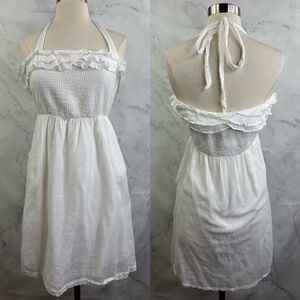 Maeve Anthropologie Y2k Cottagecore Halter dress XS white Smocked gauze Doen